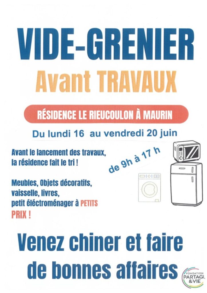 Vide-grenier Résidence Le Rieucoulon 16-20 juin