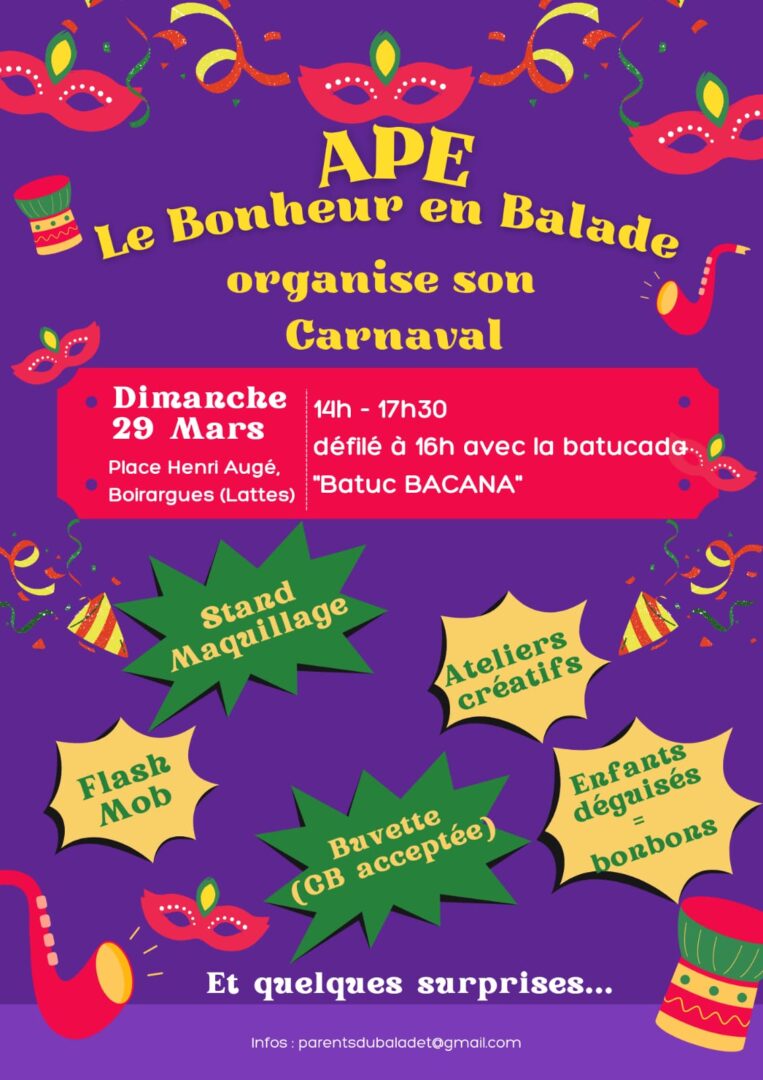 Grand Carnaval de l’APE « Le Bonheur en Balade »